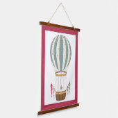 Striped Blue & White Steampunk Hot Air ballon Hangend Wandkleed (Gebogen)