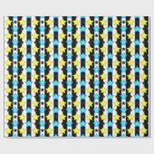Striped Blue Yellow Stars Pattern Design Cadeaupapier (Vlak)