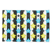 Striped Blue Yellow Stars Pattern Design  Kussensloop (Achterkant)