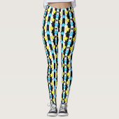 Striped Blue Yellow Stars Pattern Design  Leggings (Voorkant)