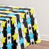 Striped Blue Yellow Stars Pattern Design Tafelkleed