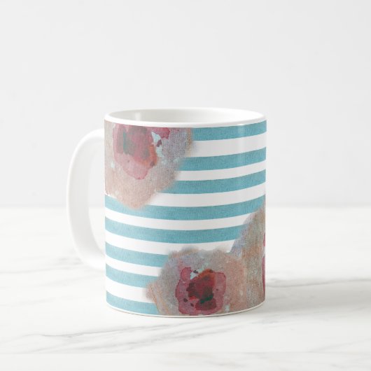 Striped Boho Chic Floral Pattern | Koffie-Mok Koffiemok (Voorkant links)
