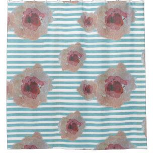 Striped Boho Chic Floral Pattern Schoengordijn Douchegordijn