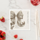 Striped Bow Ivory Pearl Baby Shower  Servet (Insitu)