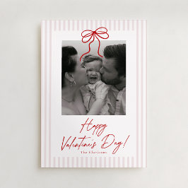Striped,  Bow Valentines Day Photo Card Feestdagenkaart