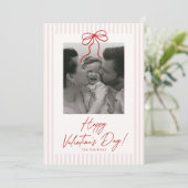 Striped,  Bow Valentines Day Photo Card Feestdagenkaart (Staand voorkant)