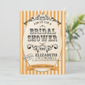 Striped Bridal Shower Invitation-oranje Kaart (Staand voorkant)