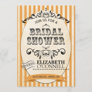  Striped Bridal Shower Invitation-oranje Kaart