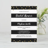 Striped Bridal Shower Invitation, zwart-wit Kaart (Staand voorkant)