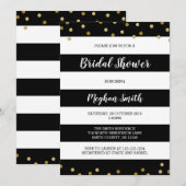 Striped Bridal Shower Invitation, zwart-wit Kaart (Voorkant / Achterkant)