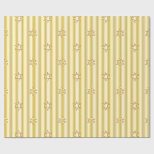 Striped Candle Flame Yellow Jewish Star of David Cadeaupapier (Vlak)