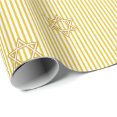 Striped Candle Flame Yellow Jewish Star of David Cadeaupapier (Rol Hoek)