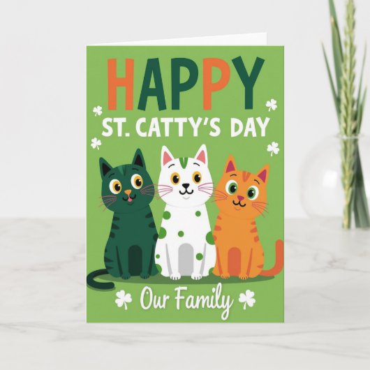 Striped Cat Family Card Kaart (Voorkant)