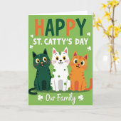 Striped Cat Family Card Kaart (Gele Bloem)