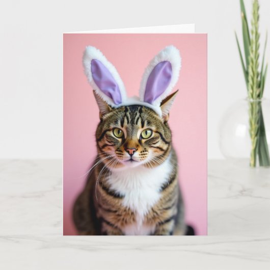 Striped Cat Festive Ears Portrait Card Kaart (Voorkant)