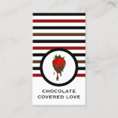 Striped Chic Chocolate Strawberry Visitekaartje (Voorkant)