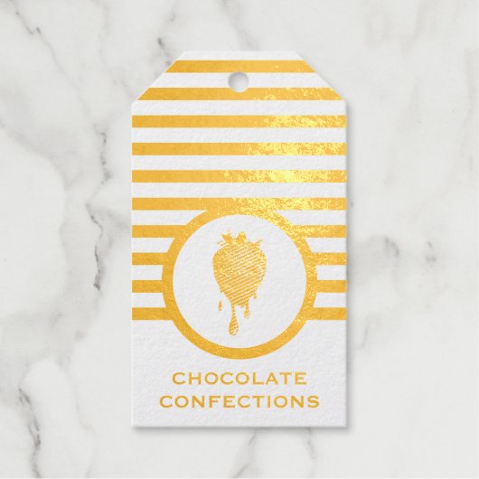 Striped Chic Chocolate Strawberry Visitekaartje Cadeaulabels (Voorkant)