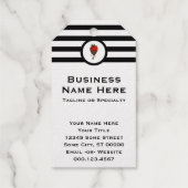 Striped Chic Chocolate Strawberry Visitekaartje vo Cadeaulabels (Achterkant)