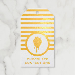 Striped Chic Chocolate Strawberry Visitekaartje vo Cadeaulabels