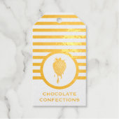 Striped Chic Chocolate Strawberry Visitekaartje vo Cadeaulabels (Voorkant)