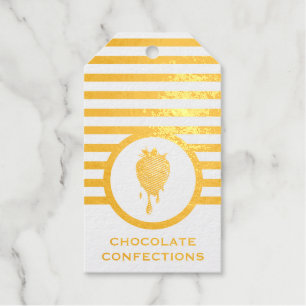 Striped Chic Chocolate Strawberry Visitekaartje vo Cadeaulabels
