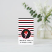 Striped Chic Strawberry Chocolate Strawberry Visitekaartje (Staand voorkant)
