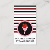 Striped Chic Strawberry Chocolate Strawberry Visitekaartje (Voorkant)