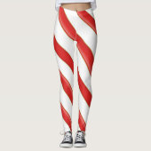 Striped Christmas Candy Cane Leggings (Voorkant)