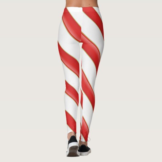 Striped Christmas Candy Cane Leggings (Achterkant)