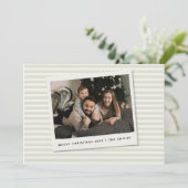 Striped Christmas Card with Custom Polaroid Photo Feestdagenkaart (Staand voorkant)