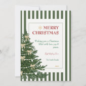 Striped Christmas Holiday Card with Pine Tree Feestdagenkaart (Voorkant)