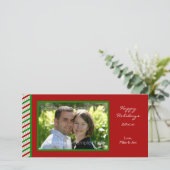 Striped Christmas Photo Card Feestdagenkaart (Staand voorkant)