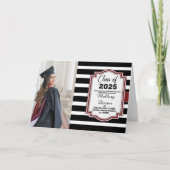 Striped Classic Afstuderen Fotouitnodiging (Voorkant)
