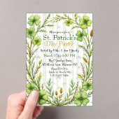 Striped Clover Border Party  Acryl Uitnodigingen (Insitu (Draagbaar))