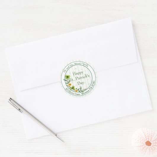 Striped Clovers Envelope Seal Ronde Sticker (Envelop)