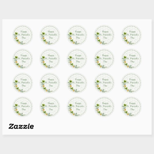 Striped Clovers  Ronde Sticker (Vel)