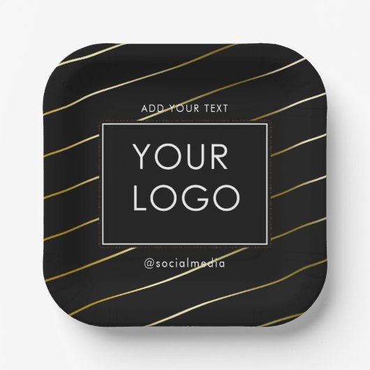 Striped Company Business Corporate Logo Black Papieren Bordje (Voorkant)