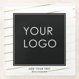 Striped Company Business Corporate Logo White Glazen Onderzetter