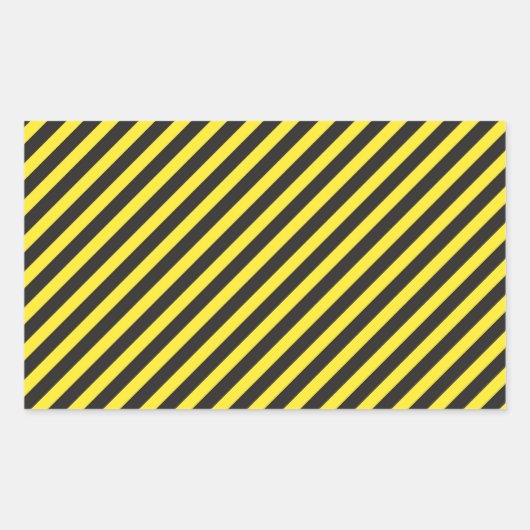 Striped Construction - Yellow & Black Diagonal Rechthoekige Sticker (Voorkant)