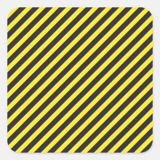 Striped Construction - Yellow & Black Diagonal Vierkante Sticker