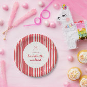 Striped Coquette Bow Bachelorette Weekend Papieren Bordje (Feest)