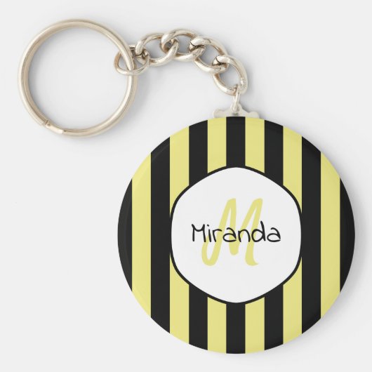 Striped Cucumber Beetle Patroonnaam en Monogram Sleutelhanger (Voorkant)