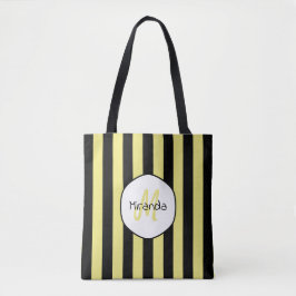 Striped Cucumber Beetle Patroonnaam en Monogram Tote Bag