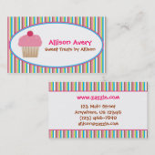 Striped Cupcake Calling Visitekaartje Contactkaartje (Voorkant / Achterkant)