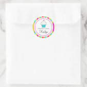 Striped Cupcake-labels, uit de keuken van.. Ronde Sticker (Tas)