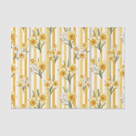Striped Daffodil Floral Pattern (1) Tissuepapier (Voorkant)