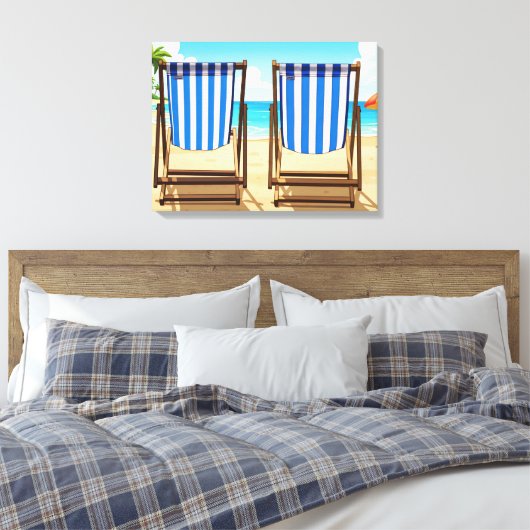 Striped deckchairs canvas print (Insitu (Slaapkamer))