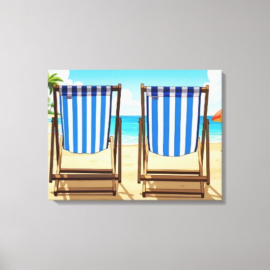 Striped deckchairs canvas print (Voorkant)