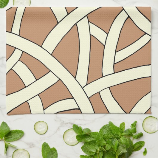 Striped design bruin crème theedoek (Gevouwen)