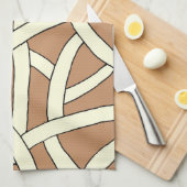 Striped design bruin crème theedoek (Quarter Fold)